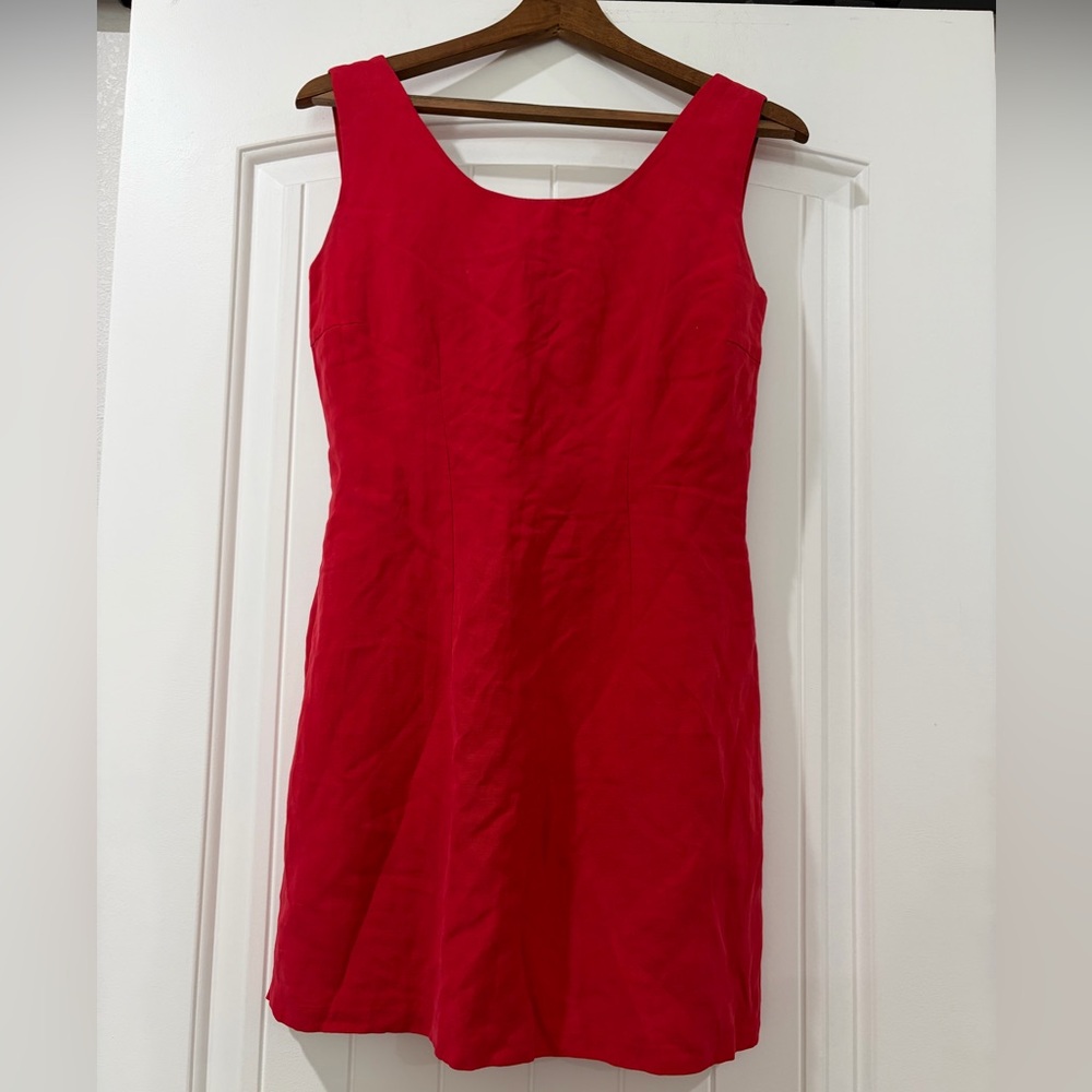 N&B Vintage Red Linen Scoop Back Dress | Size 8/Medium